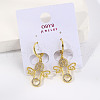 Geometric Angel Wing Brass Clear Cubic Zirconia Brooch Hoop Earrings WX6066-5-1