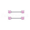 304 Stainless Steel Pink Cubic Zirconia Nipple Rings WGE5BE3-07-1