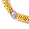 Snowflake Alloy Spacer and Glass Pearl Beaded Stretch Bracelets for Women BJEW-JB11803-01-3