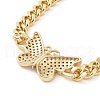 Clear Cubic Zirconia Butterfly Link Bracelet BJEW-B068-07-3