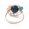 Planet Natural Tiger Eye Finger Rings RJEW-TA00170-02-4