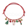Christmas Tree & Candy Cane & Deer Alloy Enamel Charm Bracelets BJEW-JB10836-01-1