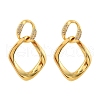 Rhombus Brass Micro Pave Clear Cubic Zirconia Dangle Stud Earrings EJEW-R025-12G-4