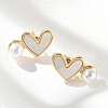 Heart Brass Stud Earrings EJEW-C141-01G-02-2