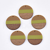 Tri-color Resin & Walnut Wood Pendants RESI-S358-78H-1
