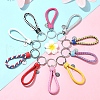 10Pcs 10 Colors PU Leather Knitting Keychains KEYC-YW0001-21-4