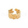 Ion Plating(IP) 304 Stainless Steel Texture Open Cuff Ring for Women RJEW-S405-148G-1