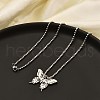 201 Stainless Steel Laser Cut Butterfly Pendant Box Chain Necklaces for Women NJEW-Q004-03P-2
