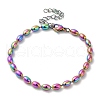 Ion Plating(IP) 304 Stainless Steel Oval Ball Chain Bracelets for Women BJEW-C046-01RC-1