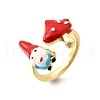Brass Enamel Cuff Open Rings for Women RJEW-F184-10B-G-2