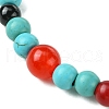 Synthetic Turquoise & Natural Black Onyx & Natural Zebra Jasper & Natural & Dyed Malaysia Jade & Natural Carnelian Stretch Bracelets BJEW-JB11474-4