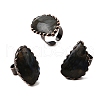 Natural Labradorite and Brass Cuff Rings RJEW-Q025-01A-4