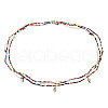 Bohemian Alloy Sea Animal Charm Glass Seed Beaded 3 Layered Waist Belly Stretch Chains for Women FS-WG5D6A5-02-2