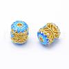 Electroplate Brass Enamel Beads KK-K185-01-RS-2