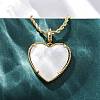 Brass White Enamel Heart Pendant Necklaces for Women NJEW-K381-10G-2