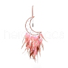 Moon Woven Net/Web with Feather Pendant Decoration HJEW-I013-06-2