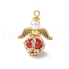 Glass Pearl Round Beaded Pendants PALLOY-MZ00747-2