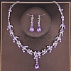 Teardrop Alloy Rhinestone Pendant Necklaces & Stud Dangle Earrings Sets FS-WGE9DA1-05-1
