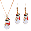 Christmas Theme Alloy Enamel Pendant Necklace & Dangle Earrings Set FN1321-5-1