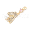 Brass Micro Pave Clear Cubic Zirconia Pendants KK-R213-10G-2