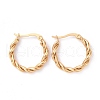 PVD Vacuum Plating 304 Stainless Steel Twist Rope Hoop Earrings for Women EJEW-G298-07A-G-1