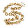 304 Stainless Steel Textured Double Ring Link Chain Necklaces NJEW-S453-02G-C-4