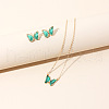 Butterfly Acrylic Rhinestone with Iron Pendant Necklaces & Stud Earrings Sets for Women WGFFCAF-02-2
