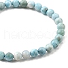 Natural Larimar Round Beaded Stretch Bracelet BJEW-A120-01A-3