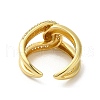 Rack Plating Brass Wrapped Knot Open Cuff Ring with Cubic Zirconia RJEW-C065-03G-3