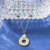 304 Stainless Steel & Oval Natural Flower Amazonite Donut Pendant Necklaces for Women NJEW-A045-02G-4