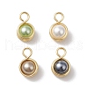 Shell Pearl Round Copper Wire Wrapped Pendants PALLOY-JF03258-03-1