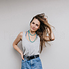 FIBLOOM 3Pcs 3 Style Synthetic Turquoise Oval & Nugget & Round Beaded Necklaces Set for Women NJEW-FI0001-04-4