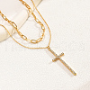 Fashionable Iron & Clear Glass Rhinestone Double-Layer Cross Pendant Necklaces for Women XJ4228-4