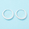 Textured 925 Sterling Silver Small Huggie Hoop Earrings EJEW-I260-29S-1