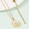 Flat Round with Bee Brass Micro Pave Cubic Zirconia Pendant Neckalces for Women NJEW-C076-12G-1