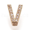 Golden Plated Brass Micro Pave Cubic Zirconia Slide Charms ZIRC-L075-61V-G-1