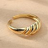 Rack Plating Brass Croissant Open Cuff Ring for Women RJEW-D076-02G-2