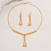 Alloy Round Beaded Tassel Earrings & Necklaces Sets for Women WI1875-5