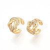 Brass Micro Pave Clear Cubic Zirconia Cuff Earrings KK-T074-31G-2