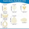 Unicraftale 12Pcs 6 Style 304 Stainless Steel Pendants STAS-UN0035-07-5
