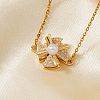 Simple and Elegant Brass Micro Pave Clear Cubic Zirconia Windmill Pendant Necklaces for Everyday Wear BN2389-2