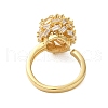 Round Brass Micro Pave Clear Cubic Zirconia Open Cuff Rings for Women RJEW-A046-17G-3