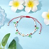 Flower Handmade Millefiori Glass Bead Braided Bead Bracelets BJEW-MZ00165-01-1