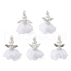 5Pcs 5 Styles Polyester Lace Pendants PALLOY-MZ00739-1