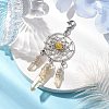 Alloy Woven Net/Web with Natural Yellow Quartz Pendants Decorations HJEW-TA00194-01-2