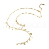 304 Stainless Steel & Glass Heart Tassel Y Necklaces for Women NJEW-B132-03G-3