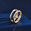 2Pcs Flat Round Brass Micro Pave Clear Cubic Zirconia Finger Rings FS-WG91922-02-3