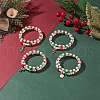 2Pcs 2 Style Glass Pearl & Lampwork Mushroom Beaded Stretch Bracelets Set with Alloy Enamel Christmas Charm for Women BJEW-JB08395-2