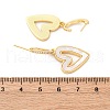 Heart Brass Micro Pave Clear Cubic Zirconia Dangle Stud Earrings KK-D363-12C-G-3