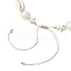 Summer Synthetic Turquoise Starfish & Natural Cowrie Shell & White Imitation Pearl Adjustable Beaded Necklaces NJEW-JN05270-02-5